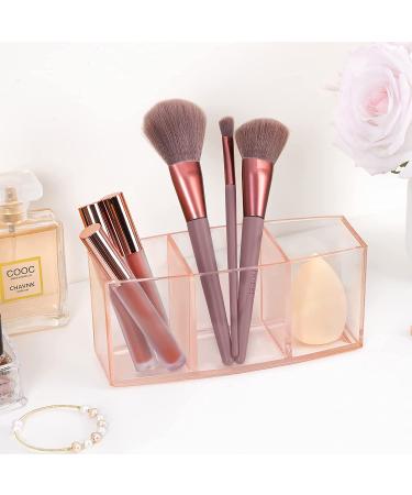 Clear Acrylic Makeup Brush Holder - 3-Compartment Vanity Organizer for Skincare & Makeup Storage | HBlife - Buy Online on SooperMarket.com