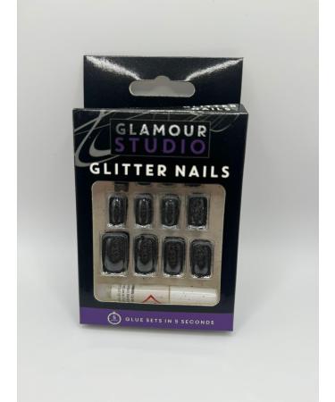 glitter false nails (Black)
