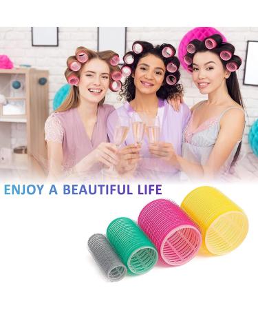 Mabufun Jumbo Hair Rollers Set Hair Rollers Self Grip Curlers For Long Hair No Heat Curlers Heatless Hair Rollers With Clips & Comb 24 Packs (Yellow Pale Red.Green Grey 24Pcs) - Buy Online on SooperMarket.com