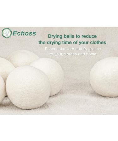 Eco-Friendly Dryer Balls - Echoss XXL 6-Pack | 100% Sheep Wool Tumble Dryer Balls for Reduced Drying Time Natural Fabric Softener & Anti-Static Effect - Buy Online on SooperMarket.com
