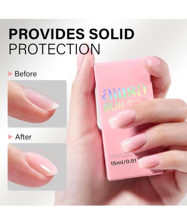 AILLSA Milky Pink Builder Gel - 7 in 1 Hard Gel Polish | Nail Thickening Strengthening & UV Color Extension | French Manicure Base Coat - 0.51 Oz - Buy Online on SooperMarket.com
