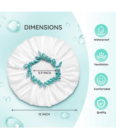 mikimini X-Large White Shower Cap for Long Hair - 12 inch Waterproof Washable Hair Cap for Women and Girls - Super Cute and Extra Large (Pack of 1) - Buy Online on SooperMarket.com
