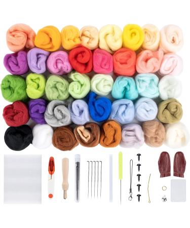 Needle Felting Kit - 40 Colors Wool Roving Set for Beginners | Felting Tool and Foam Mat Included - DIY Arts and Crafts Supplies - Buy Online on SooperMarket.com