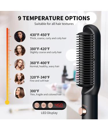 LASSROKA Negative Ion Hair Straightener Brush for Women - 9 Temp Settings, Fast Heating & Anti Frizz - Styling Comb for Smooth Hair - Buy Online on SooperMarket.com