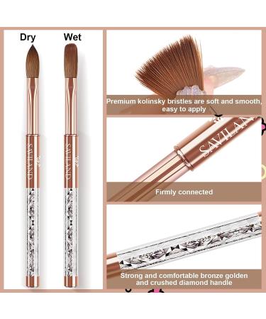 Saviland Size 12 Kolinsky Acrylic Nail Brush- Bronze Gold Handle, Ideal for Beginners and Professionals | Acrylic Powder Application Tool - Buy Online on SooperMarket.com