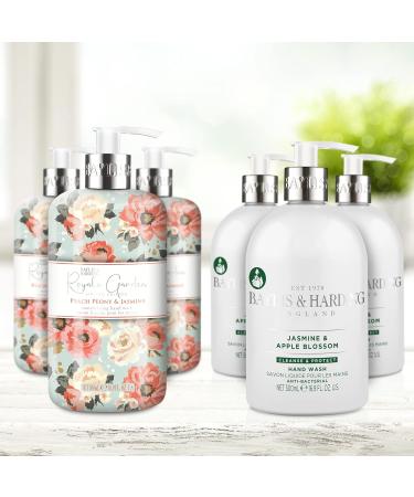 Baylis & Harding Hand Wash Bundle - 6 x 500ml Royale Garden Peach Peony & Jasmine + 3 x 500ml Anti-Bacterial Jasmine & Apple Blossom (9 Bottles) - Vegan Friendly - Buy Online on SooperMarket.com