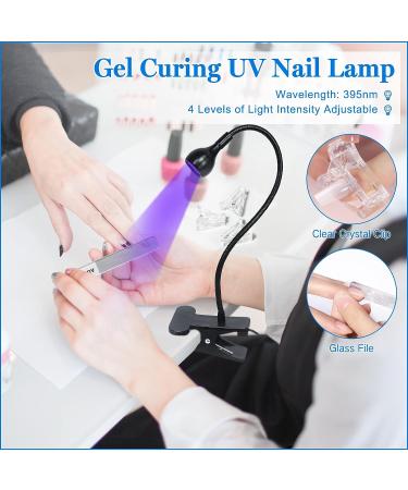 AORAEM 3-in-1 Nail Lamp Kit | LED Nail Dryer with Portable Gooseneck | Quick Dry Flash Curing Light for Gel Nails | Includes Clear Nail Tips, Clip, and File | Poly Nail Extension Tools | Arts - BB-Black - Buy Online on SooperMarket.com