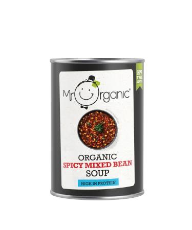 Mr Organic - Spicy Mixed Bean Soup 400g (Pack of 12) - Organic & Vegan - High Protein and Fibre - Non-GMO - No Artificial Preservatives Colours or Flavours - Rich & Spicy Flavour