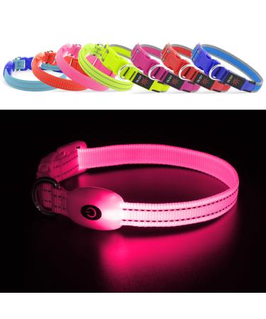 Recharging LED gone neck band YFBRITE LED cat neck band comfortably glowing puppy neck straps adjustable reflective puppy gesturing collar for safety (pink XS) XS Rosa