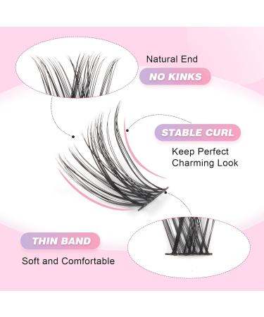Glowing Win DIY Cluster Eyelash Extensions Set - 144 PCs Natural Individual Lashes 8-16mm with Bond Sea and Tweezers - Buy Online on SooperMarket.com