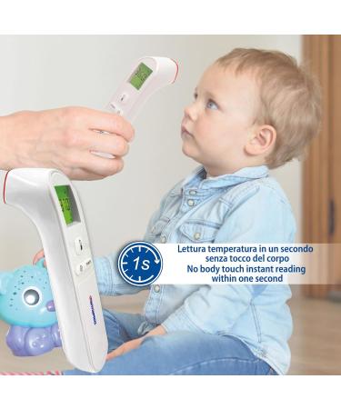 Farmamed Digital Infrared Forehead Thermometer - Non-Contact 3-Color Display Ideal for Newborns Kids & Adults - Fast & Accurate Temperature Measurement for Home & Environment - Buy Online on SooperMarket.com