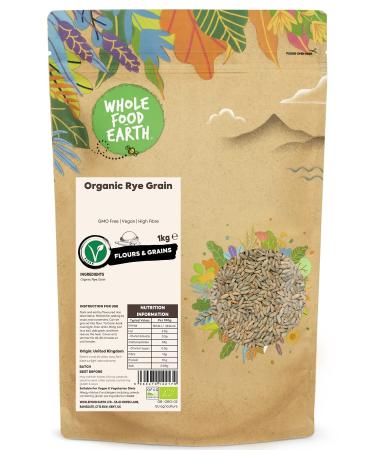 Wholefood Earth Organic Rye Grain 1kg | GMO Free | Vegan | High Fibre | Certified Organic