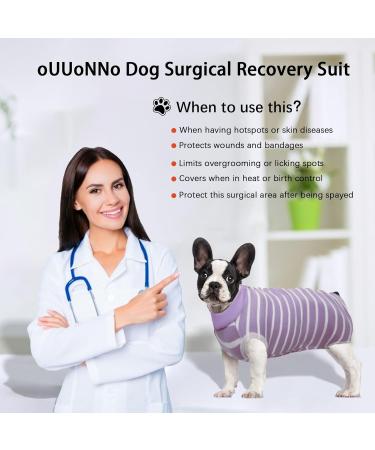 oUUoNNo Recovery Suits for Dogs Cats Surgical Recovery Suit for Female Male Abdominal Wounds Spay or Skin Diseases Cone E-Collars Alternatives Anti-Licking Pet Vest Post Surgery (XXXL Purple stripe) XXXL Purple stripe - Buy Online on SooperMarket.com