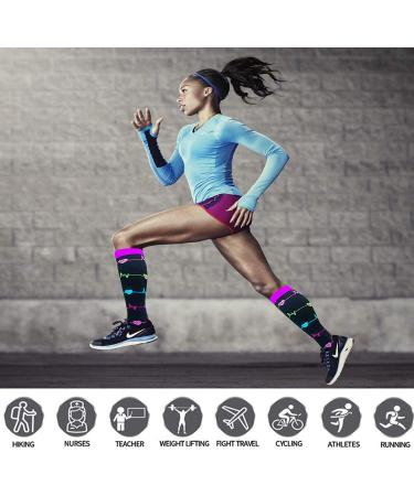 Buy Actinput 4 Pairs Compression Stockings for Men & Women - Colorful Support Socks for Sports Travel Cycling & More (Black S-M) - Buy Online on SooperMarket.com