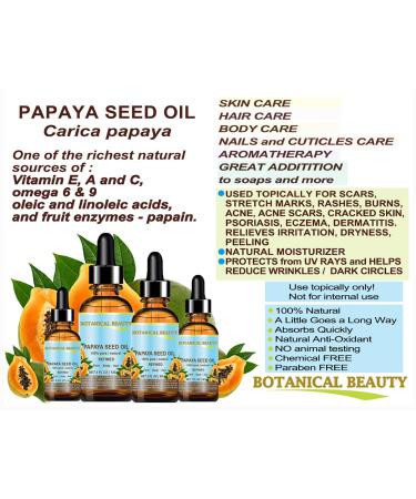Botanical Beauty Papaya Seed Oil - 100% Pure Cold Pressed Carrier Oil for Skin Hair & Lip Care | 0.5 Fl. oz - Buy Online on SooperMarket.com