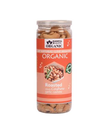 Blessfull Healing Organic Natural Vegan Garlic Roasted Whole Cashew Nuts Crunchy Kaju 150 Gram