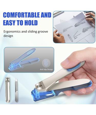 Dr. MODE Easy Grip 360 Rotary Toenail Clippers for Men Seniors - Ultra Sharp Stainless Steel Nail Cutters with Long Handle and Nail File - Buy Online on SooperMarket.com