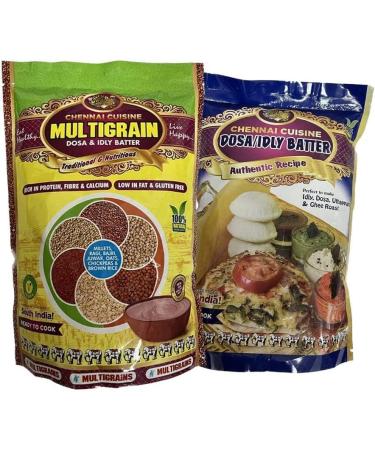 Seelans |Chennai Cuisine Dosa Batter 1KG | Multigrain Batter 850GM | Instant Rice Dosa Breakfast Mix | Pure Veg South Indian Breakfast Mix | 100% Natural Ingredients (Pack of 2)
