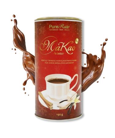 Makao winter cocoa cinnamon maca lucuma carob (organic raw vegan) drinking chocolate without sugar hot chocolate Christmas drink Christmas drink superfood hot chocolate cacao drink powder |Pureeraw 190g Makao Winter (cinnamon) 190 g (1 Pack)