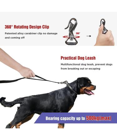 Hands Free Running Dog Lead - Retractable 7FT Long Training Leash for Medium Large Dogs - Reflective Nylon Tape - Ideal for Walking, Hiking, Jogging - Car Seat Belt Leash - Black - Buy Online on SooperMarket.com