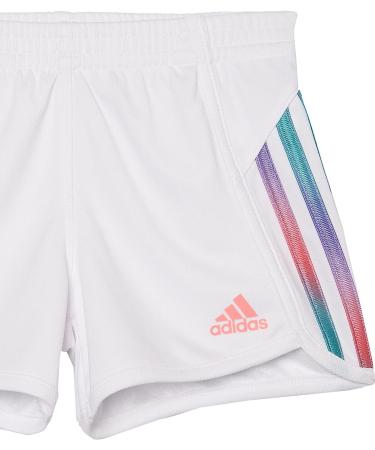 adidas Girls' Large White 3 Stripe Mesh Shorts with Elastic Waistband - Buy Online on SooperMarket.com