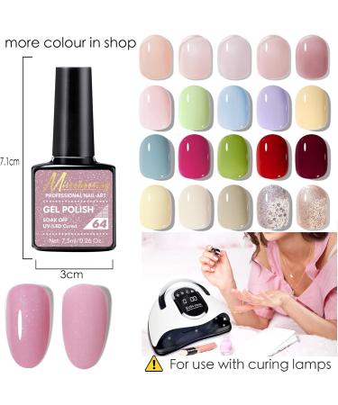 Pink Gel Nail Polish Nail Varnish Pink Jelly glitter Natural French Manicure Light Pink Coral Gel Nail Varnish Long Lasting Nails Soak off UV/LED Lamp Nail Art Salon for Women Girls DIY at Home - Buy Online on SooperMarket.com