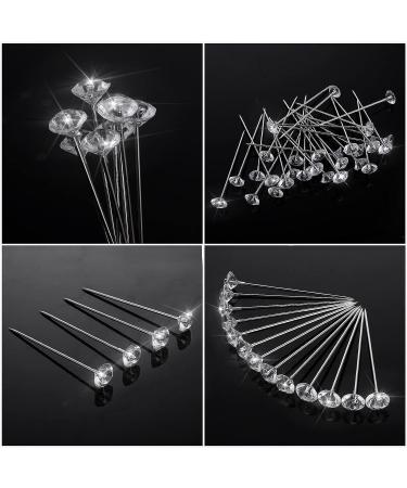 200 Pieces 1.5 Inch Crystal Diamond Head Pins for Corsages and Wedding Decorations - Buy Online on SooperMarket.com