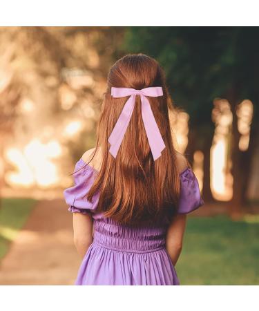 2 Pack Hair Bows for Women Pink Bow Hair Clips French Barrette with Long Silky Satin Hair Ribbons for Women Girls(Light Pink) - Buy Online on SooperMarket.com