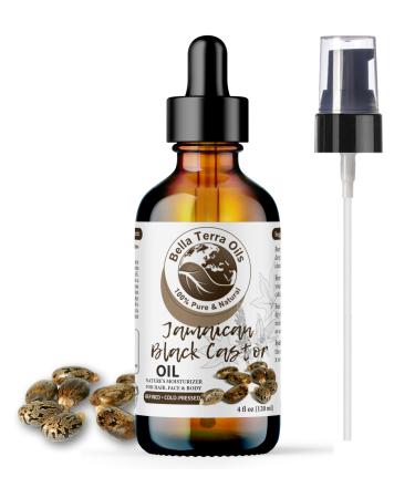 Bella Terra Oils - Black Castor Oil for Face 4oz - A Treasure of Vitamins & Ricinoleic Acid For Radiant Skin Complexion 4 Fl Oz (Pack of 1)