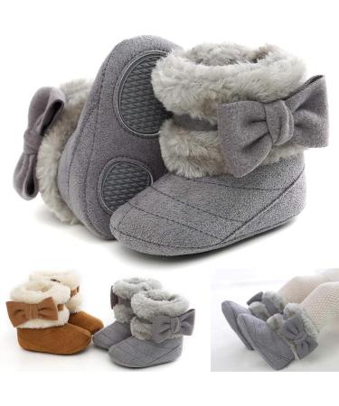 Yinuoday Winter Baby Girls Snow Boots - Warm Prewalker Newborn Shoes, Anti-Slip Infant Gray (6-12 Months) - Buy Online on SooperMarket.com