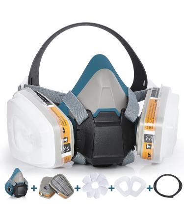 panbear Reusable Half Facepiece Dustproof Respirator - Organic Gas Dust Chemical Respirator with Extra Filters for Painting Machine Polishing Welding Spraying and Other Work Protection