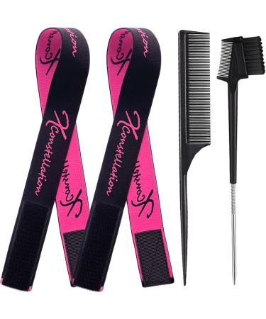 Lace Melting Band Elastic bands for Wig Edges Lace Melting Band for Wigs and Baby Hair Wig Bands For Keeping Wigs In Place Elastic Bands for Sewing Edge Laying Band(2 PCS  BlackPink) 2 Count (Pack of 1) Black+Pink