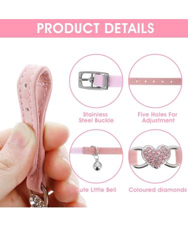 Shop Cobee Bling Heart Cat Neck Band - Adjustable Rhinestone Pet Collar with Bell for Small Cats & Dogs - Pink/Black - Buy Online on SooperMarket.com