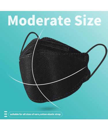 100 PCS Black KF94 Face Masks with Nose Clip - Breathable 4-Ply Disposable Dust Mask for Men & Women - Adjustable Earloop - Buy Online on SooperMarket.com