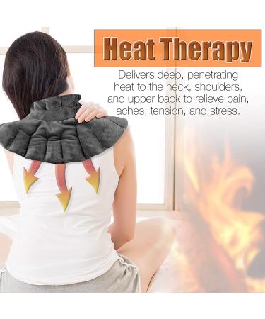 Heating Pad for Neck and Shoulders | Microwavable Weighted Heat Therapy Wrap with Aromatherapy Herbs | Hot/Cold Pack for Pain Relief - Grey - Buy Online on SooperMarket.com