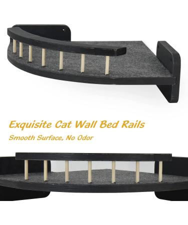 Cat Hammock with 3 Steps - Wall Mounted Cat Climbing Shelf & Scratching Post - Indoor Cat Shelves and Perches - Plush Covered - Black - Buy Online on SooperMarket.com