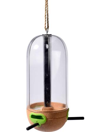 DoBar 10095e Design Feed Column picbar - bird feed dispenser with a natural cork - three -chamber feed station for wild birds - wild bird feeder hanging - 11 x 26 cm - transparent
