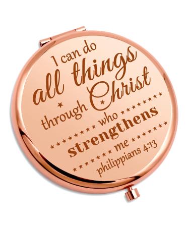 Christian Gifts Compact Mirror Bible Verse Gifts For Women Baptism Gifts Religious Gifts For Goddaughter Mom Sister Wife Inspirational Scripture Gifts For Girls Personal Makeup Mirror Rose Gold