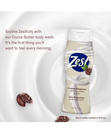 Zest Cocoa Butter and Shea Body Wash - 6 Pack x 18 Fl Oz | Ultra Moisturizing Shower Gel with Cocoa Butter & Shea | Silky Smooth Skin - Buy Online on SooperMarket.com