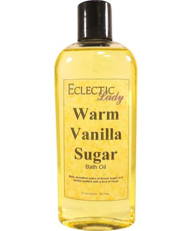 Warm Vanilla Sugar Bath Oil by Eclectic Lady - Scented Bath Oil - Relaxing & Moisturizing Bathing Oil - Fragrance Body Oil For Dry & Rough Sensitive Skin - Body Daily Nourishing Shower Oil (8 oz) 8 Ounce
