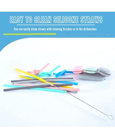 12-pcs Reusable Silicone Drinking Straws with 4 Carrying Bags and 2 Cleaning Brushes - BPA-Free Eco-Friendly Durable Suitable for Hot and Cold Drinks and Ideal for Kids Travel and Parties | L'S - Buy Online on SooperMarket.com