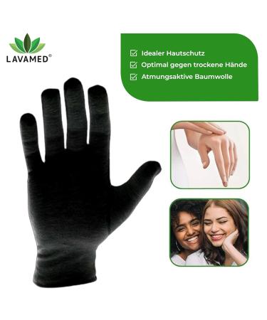 LAVAMED Dermatest Black Cotton Gloves - 100% Pure Cotton Protective Gloves (Size 6 S) for International Shipping - Buy Online on SooperMarket.com