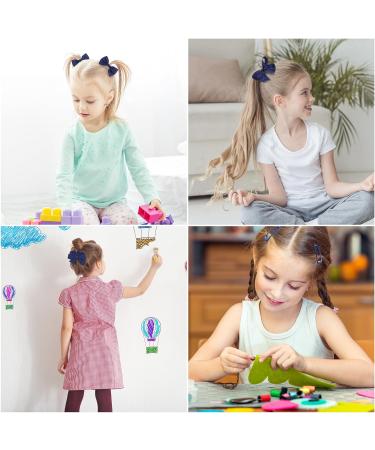Navy Blue Girls School Hair Accessories Kit - 48Pcs Ribbon Hair Barrettes, Headband, Ponytail Holder, Elastics Bands - Perfect Birthday Gift - Buy Online on SooperMarket.com
