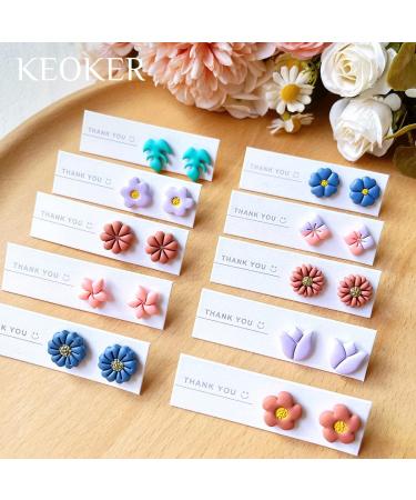 Keoker Floral Clay Earrings Cutters - 10 Shapes for Jewelry Making | Spring Clay Cutters for Earrings | Ideal for Polymer Clay Earring Lovers - Buy Online on SooperMarket.com