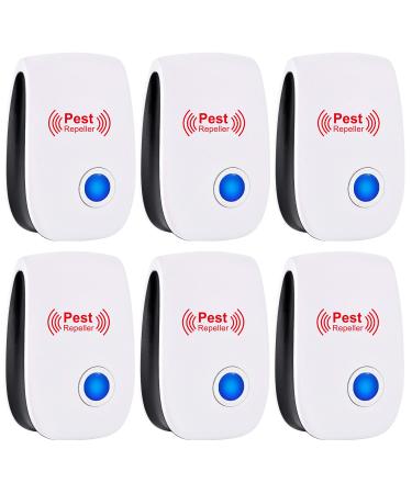 Ultrasonic Pest Repeller 6 Pack Plug in Indoor Ultrasonic Pest Repellent Electronic Pest Control Ultrasonic Repellent for Insect Bug Mice Spiders Mosquitoes Cockroaches