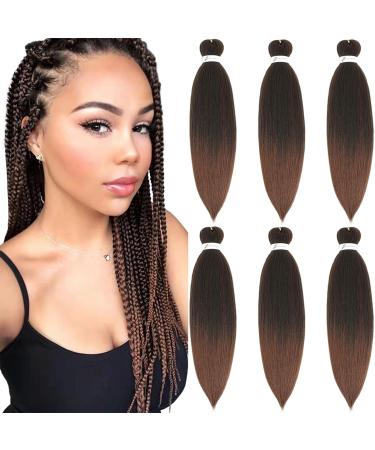 Xusuperb Short Pre Stretched Braiding Hair 20 inch Ombre Easy Braids Extensions Black Brown Kan Calon Art Hair for Inclined 6 Packs Soft Knotless Yaki-Textur braids Hair extensions (T1B/30#) 50.8 cm (6-pack) T1b/30#