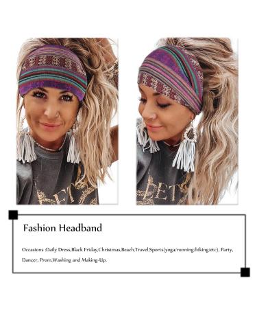 Cakure Boho Wide Headbands Set - Pack of 3 for Women and Girls | African Head Wraps, No Slip, Elastic Sweat Bands for Yoga Workout - Buy Online on SooperMarket.com