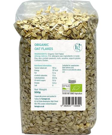 Farmgio Organic Oat Flakes 2 X (500 g) | Vegetarians & Vegans | Certified Organic Agriculture | ZERO Preservatives or Additives! - Buy Online on SooperMarket.com