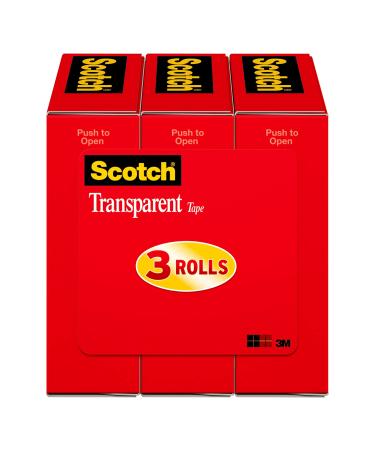 Scotch Transparent Tape 3/4 in x 1000 in 3 Boxes/Pack (600K3)