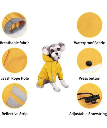 Dog Waterproof Raincoats Adjustable Drawstring Outdoor Puppy Raincoat Poncho Pet Hooded Waterproof Reflective Rain Coat for Small Medium Dogs (Yellow L) Large Yellow - Buy Online on SooperMarket.com